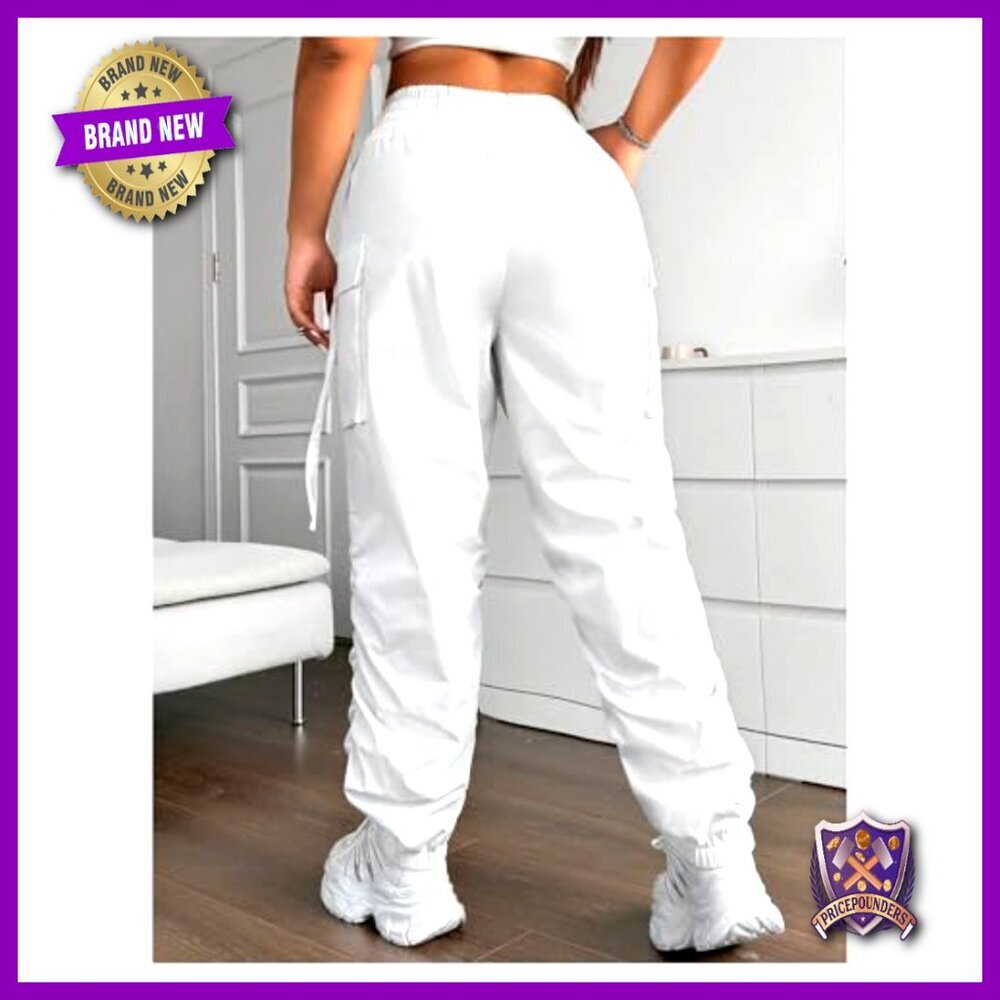 Plus Size Cargo Joggers High Waisted Elastic Workout Pants Streetwear - Picture 2 of 5